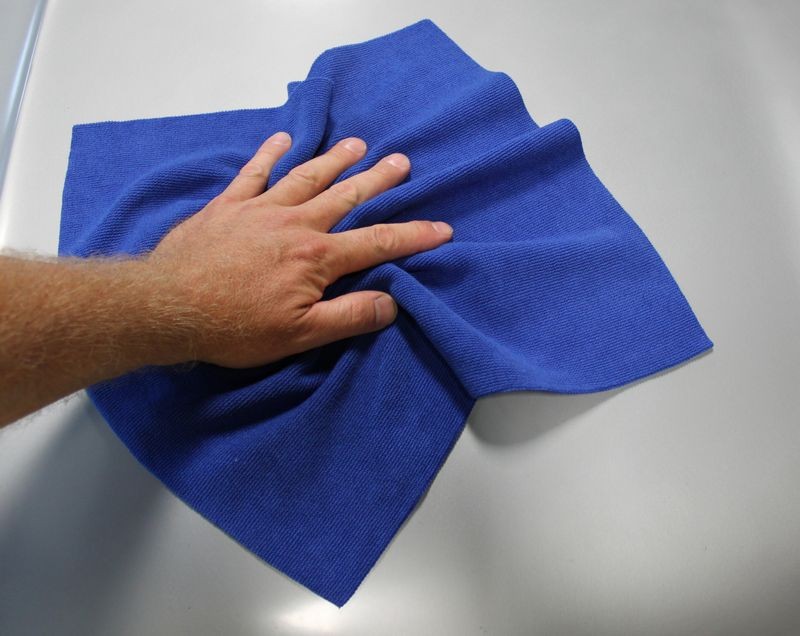 Blue microfiber car cleaning towel