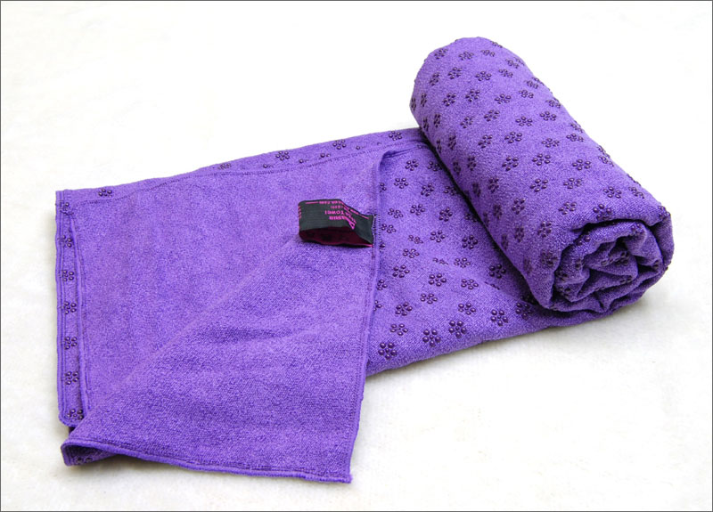 紫色没硅胶瑜伽毛巾