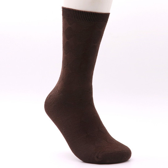 Brown square pattern comfortable cotton socks