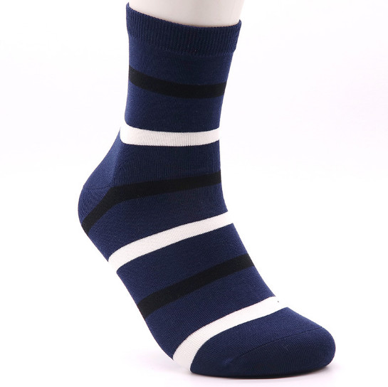 Bar mark dark blue middle size comfortable cotton socks