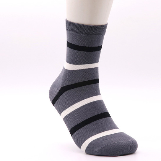 Bar mark grey middle size comfortable cotton socks