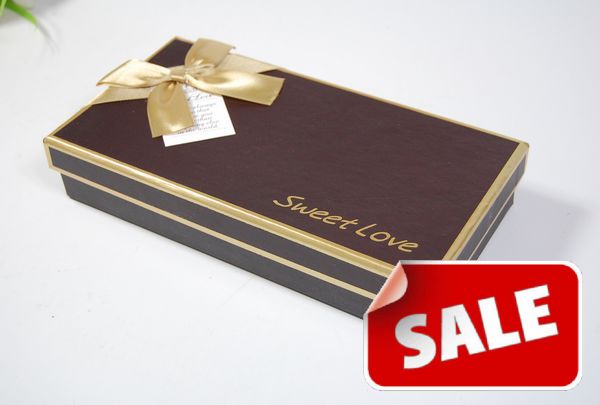 Brown Chocolate Box with Gold Ribbon