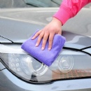 Purple microfiber car cleaning towel